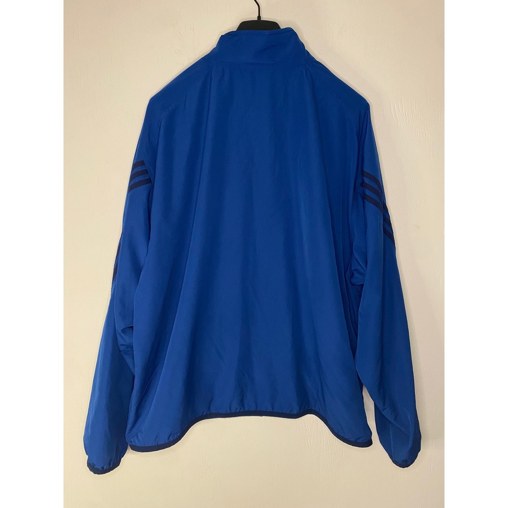 Adidas Mens 3XL Windbreaker Jacket Blue Full Zip Mesh Lined 3 Stripe Track Coat - Picture 10 of 16